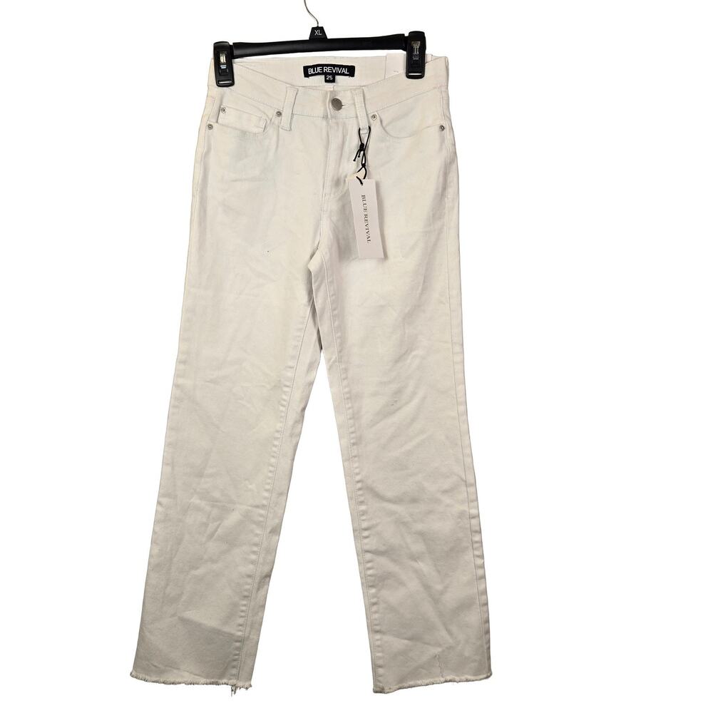 Blue Revival Hailey Mid Rise Straight Ankle Jeans Women's White Size 25 Stretch